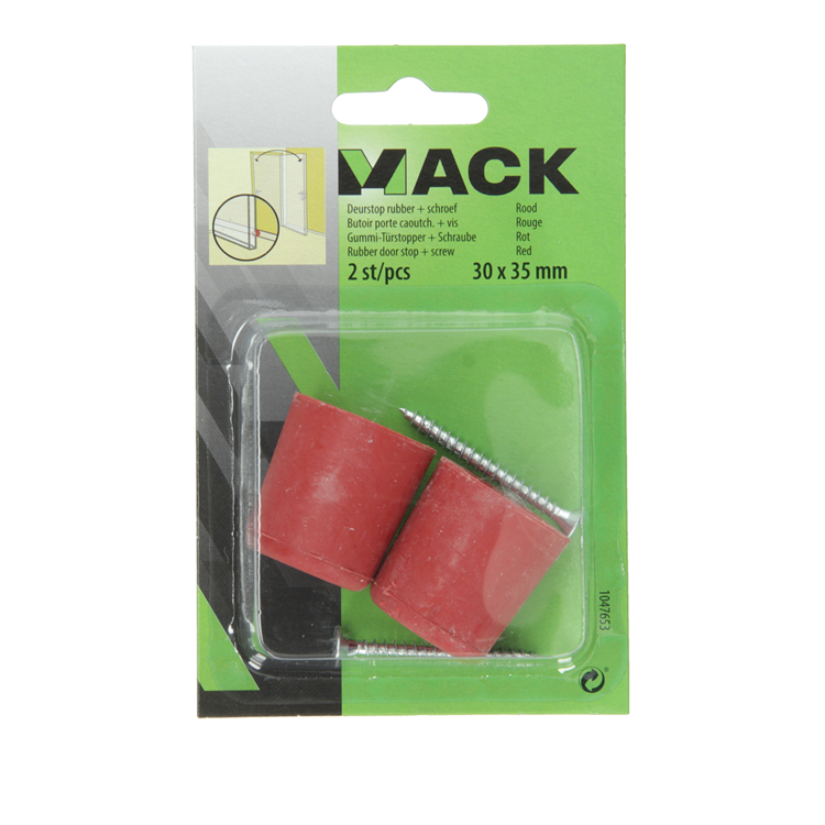 Mack 1047653 - deurstop rubber + schroef rood 30 x 35 mm 2 st pcs | 6 stuks