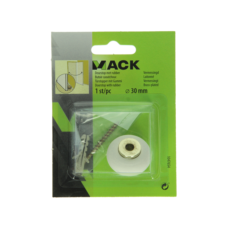 Mack 1047654 - deurstop met rubber vermessingd ø 30 mm 1 st pc | 6 stuks