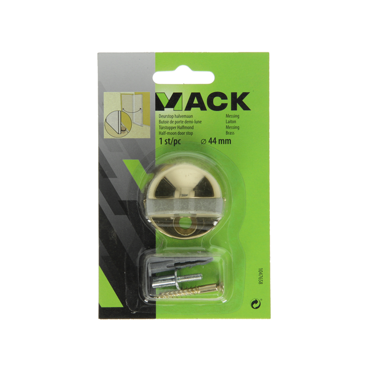 Mack 1047658 - deurstop halvemaan messing ø 44 mm 1 st pc | 6 stuks
