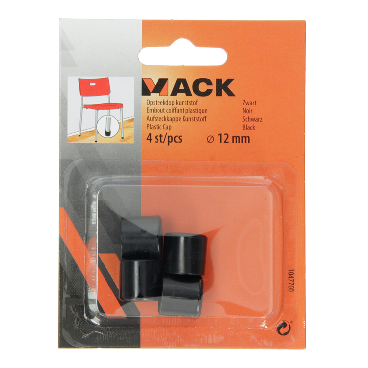 Mack 1047700 - opsteekdop kunststof zwart ø 12 mm 4 st pcs | 6 stuks