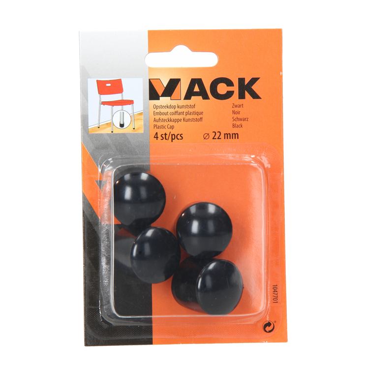 Mack 1047701 - opsteekdop kunststof zwart ø 22 mm 4 st pcs | 6 stuks