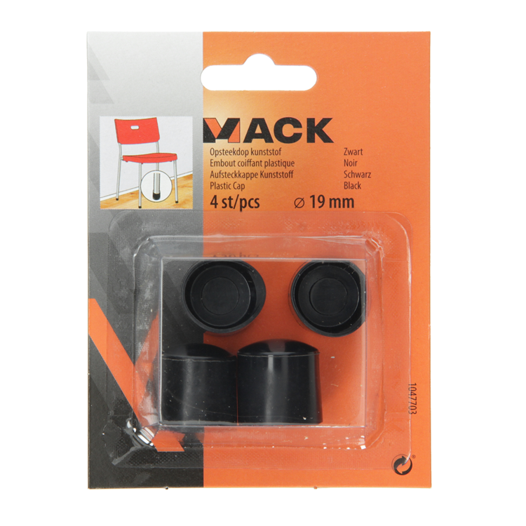 Mack 1047703 - opsteekdop kunststof zwart ø 19 mm 4 st pcs | 6 stuks
