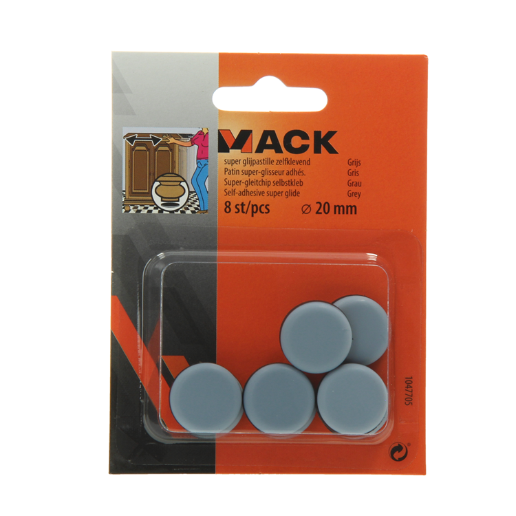 Mack 1047705 - super glijpastille zelfklevendgrijs ø 20 mm 8 st pcs | 12 stuks