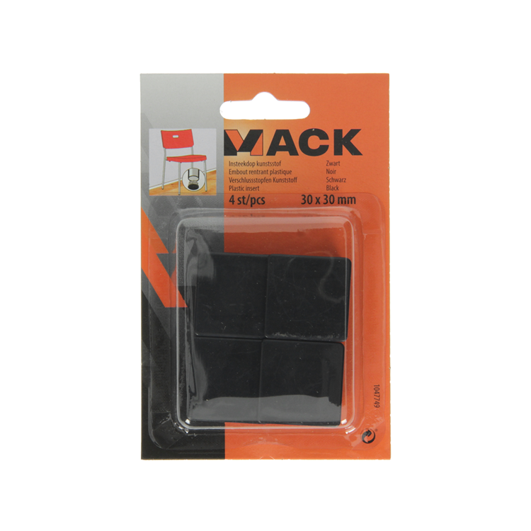Mack 1047749 - insteekdop kunstsstof zwart 30 x 30 mm 4 st pcs | 6 stuks