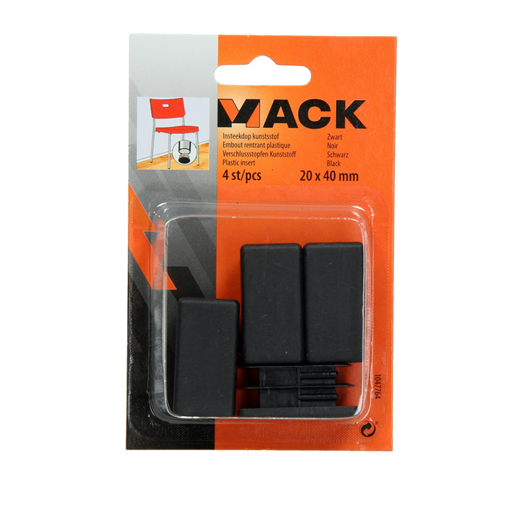 Mack 1047764 - insteekdop kunstsstof zwart 20 x 40 mm 4 st pcs | 6 stuks