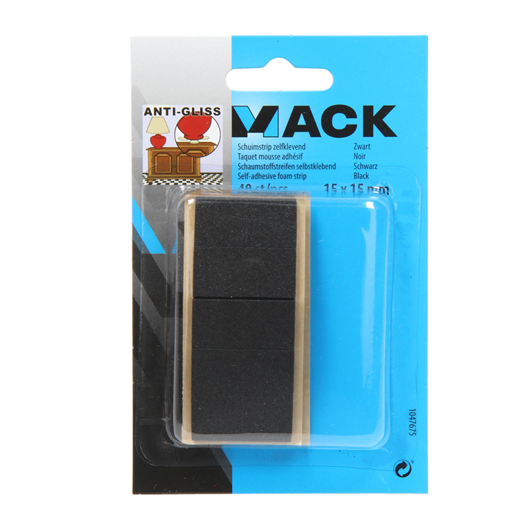 Mack 1047675 - schuimstrip zelfklevend zwart 15 x 15 mm 40 st pcs | 6 stuks