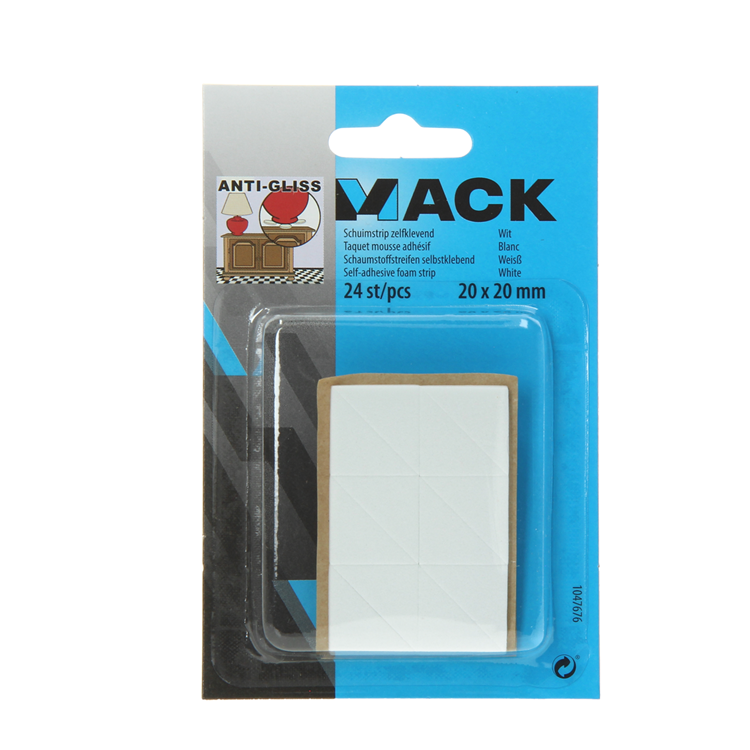 Mack 1047676 - schuimstrip zelfklevend wit 20 x 20 mm 24 st pcs | 6 stuks
