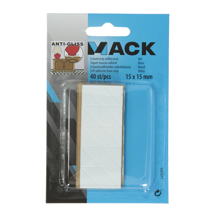 Mack 1047677 - schuimstrip zelfklevend wit 15 x 15 mm 40 st pcs | 6 stuks