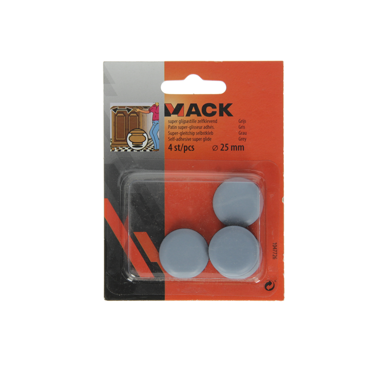 Mack 1047726 - super glijpastille zelfklevendgrijs ø 25 mm 4 st pcs | 12 stuks