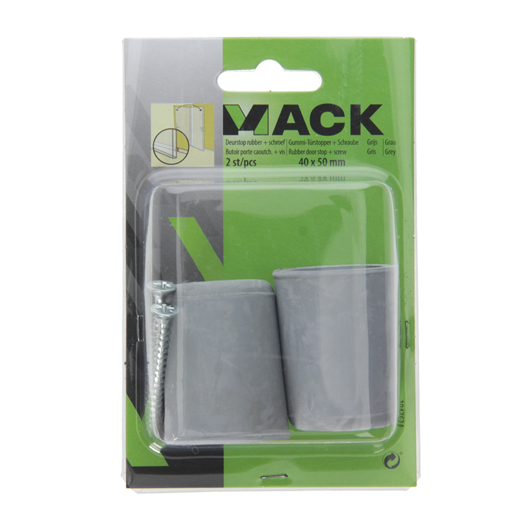 Mack 1047634 - deurstop rubber + schroef grijs 40 x 50 mm 2 st pcs | 6 stuks