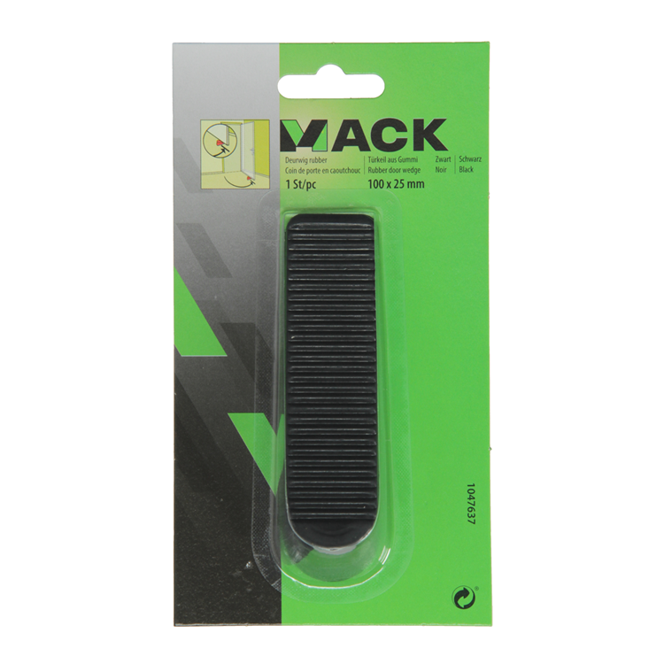 Mack 1047637 - deurwig rubber zwart 100 x 25 mm 1 st pc | 6 stuks