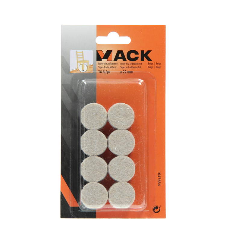 Mack 1047684 - super-vilt zelfklevend beige ø 22 mm 16 st pcs | 12 stuks