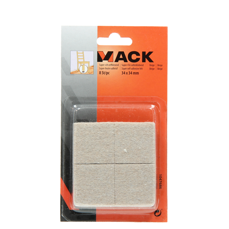 Mack 1047686 - super-vilt zelfklevend beige 34 x 34 mm 8 st pcs | 12 stuks