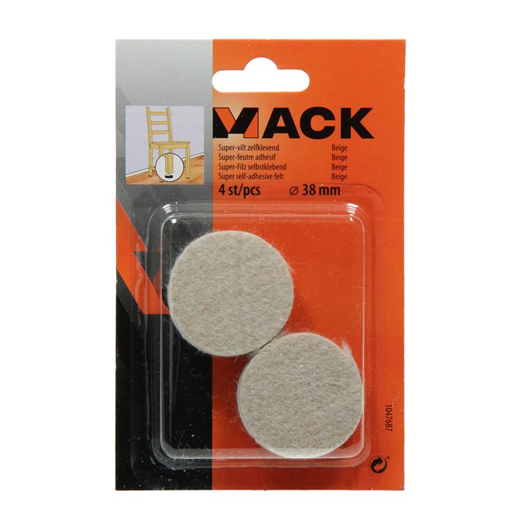 Mack 1047687 - super-vilt zelfklevend beige ø 38 mm 4 st pcs | 12 stuks
