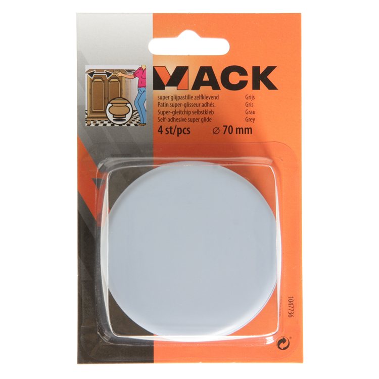 Mack 1047736 - super glijpastille zelfklevendgrijs ø 70 mm 4 st pcs | 6 stuks