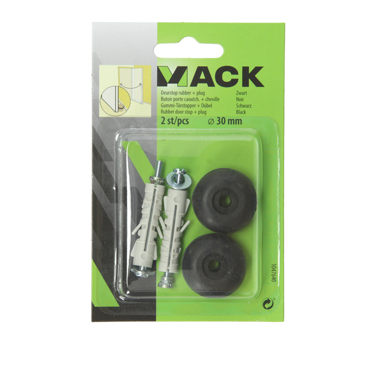 Mack 1047640 - deurstop rubber + plug zwart ø 30 mm 2 st pcs | 6 stuks