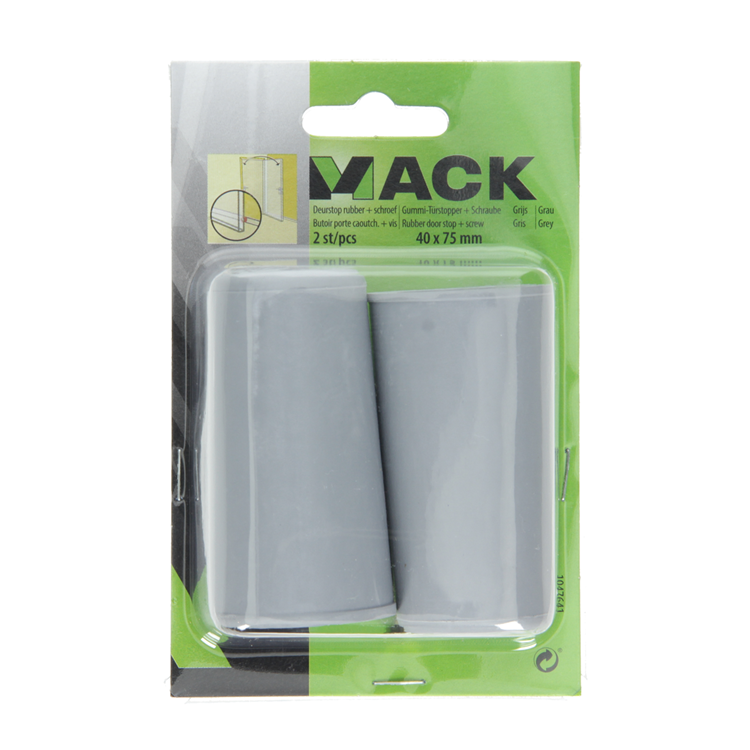 Mack 1047641 - deurstop rubber + schroef grijs 40 x 75 mm 2 st pcs | 6 stuks