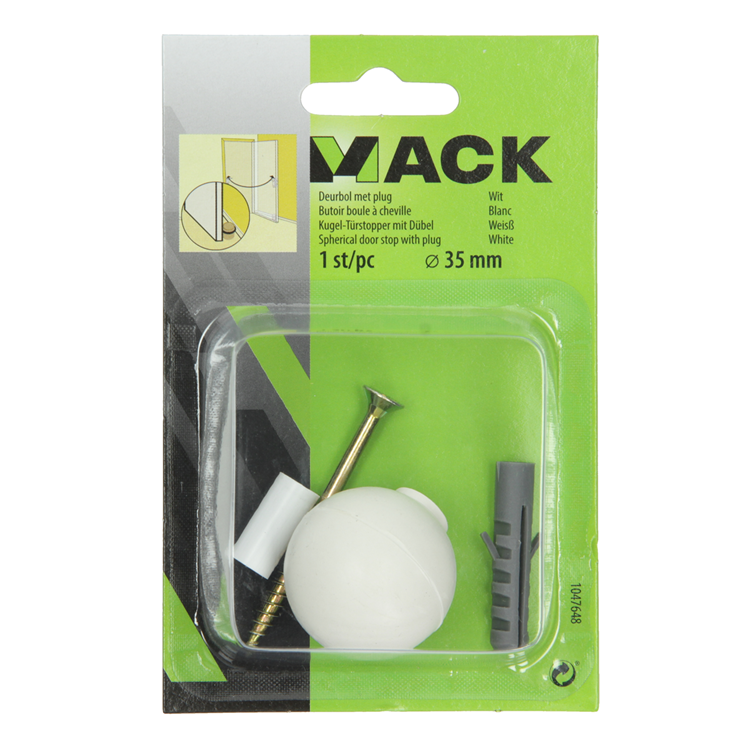 Mack 1047648 - deurbol met plug wit ø 35 mm 1 st pc | 6 stuks
