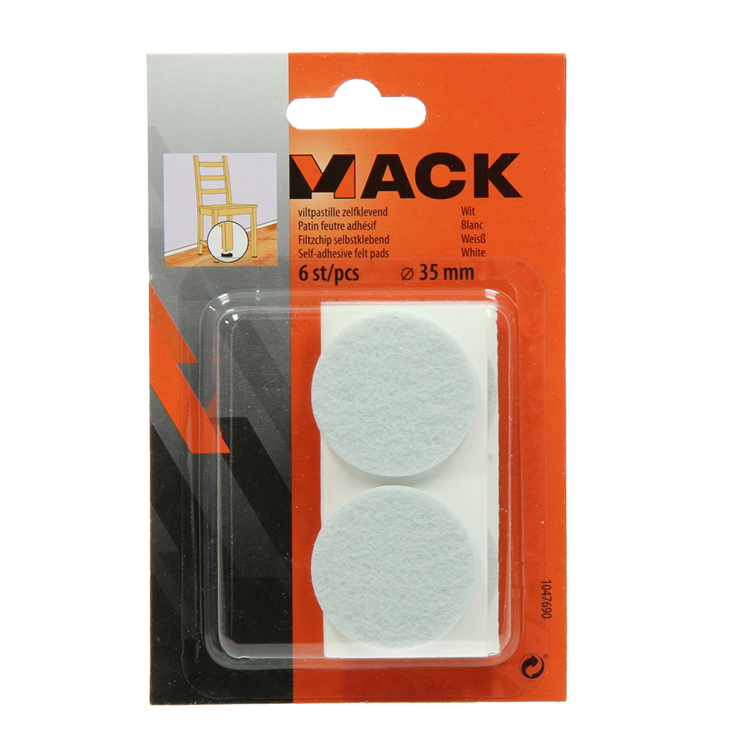 Mack 1047690 - viltpastille zelfklevend wit ø 35 mm 6 st pcs | 12 stuks