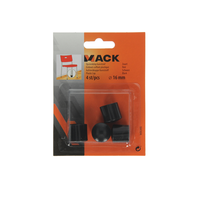 Mack 1047694 - opsteekdop kunststof zwart ø 16 mm 4 st pcs | 6 stuks