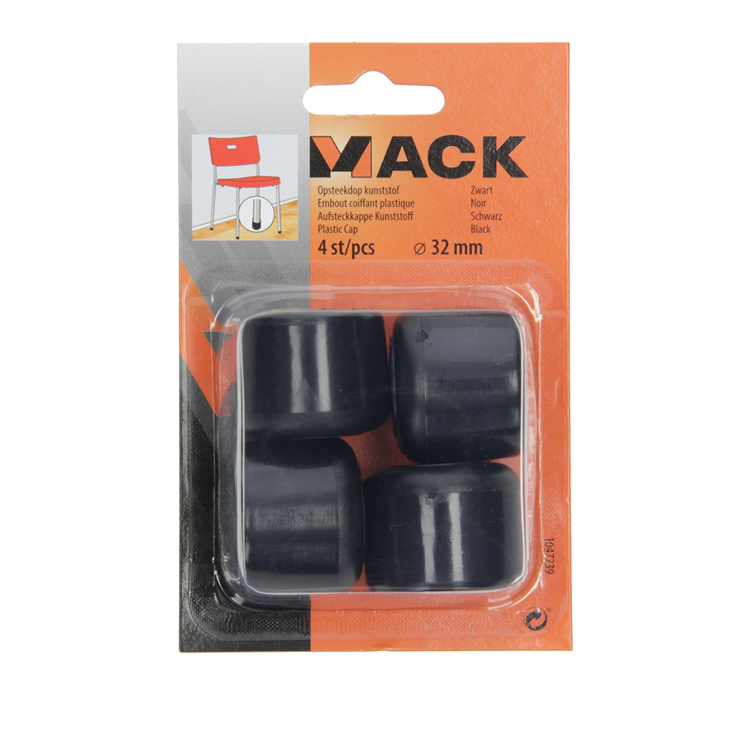 Mack 1047739 - opsteekdop kunststof zwart ø 32 mm 4 st pcs | 6 stuks