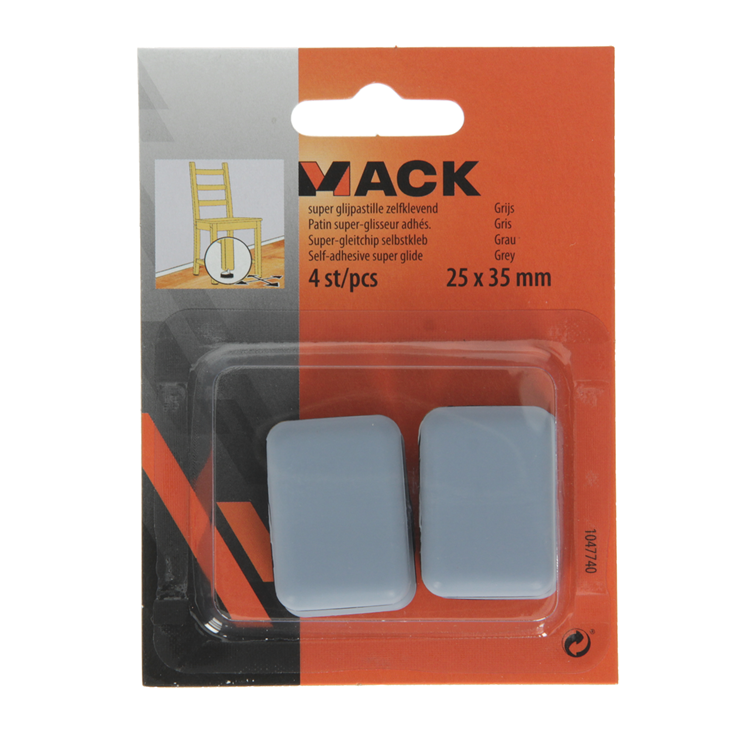 Mack 1047740 - super glijpastille zelfklevendgrijs 25 x 35 mm 4 st pcs | 12 stuks