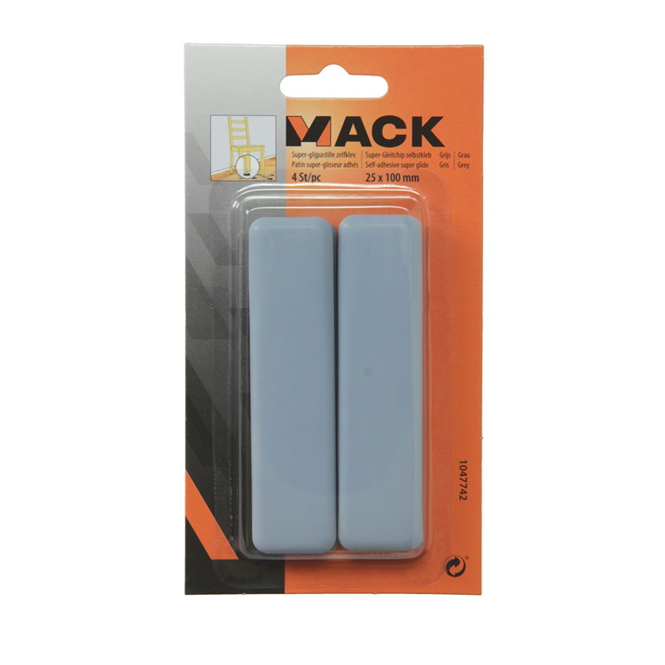 Mack 1047742 - super glijpastille zelfklevendgrijs 25 x 100 mm 4 st pcs | 12 stuks