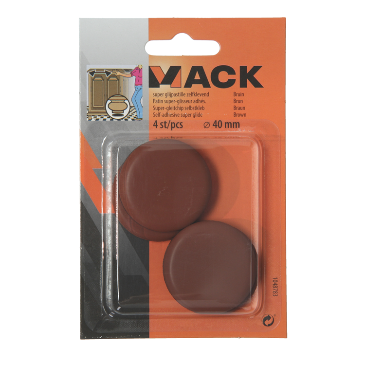 Mack 1048783 - super glijpastille zelfklevendbruin ø 40 mm 4 st pcs | 12 stuks