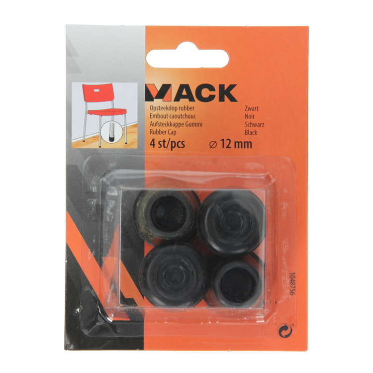 Mack 1048756 - opsteekdop rubber zwart ø 12 mm 4 st pcs | 6 stuks