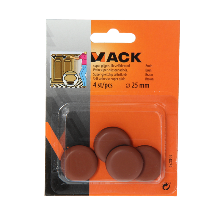 Mack 1048759 - super glijpastille zelfklevendbruin ø 25 mm 4 st pcs | 12 stuks