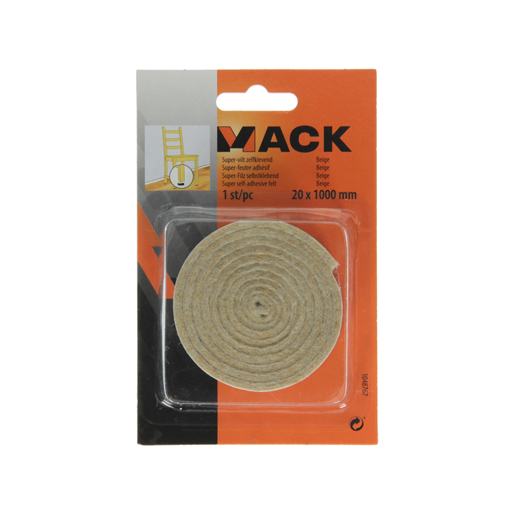 Mack 1048767 - super-vilt zelfklevend beige 20 x 1000 mm 1 st pc | 6 stuks