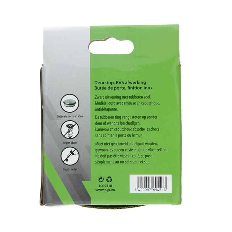 Mack 1005318 - zware deurstop inox look 1,3 kg ø 95 mm 1 st pc | 6 stuks