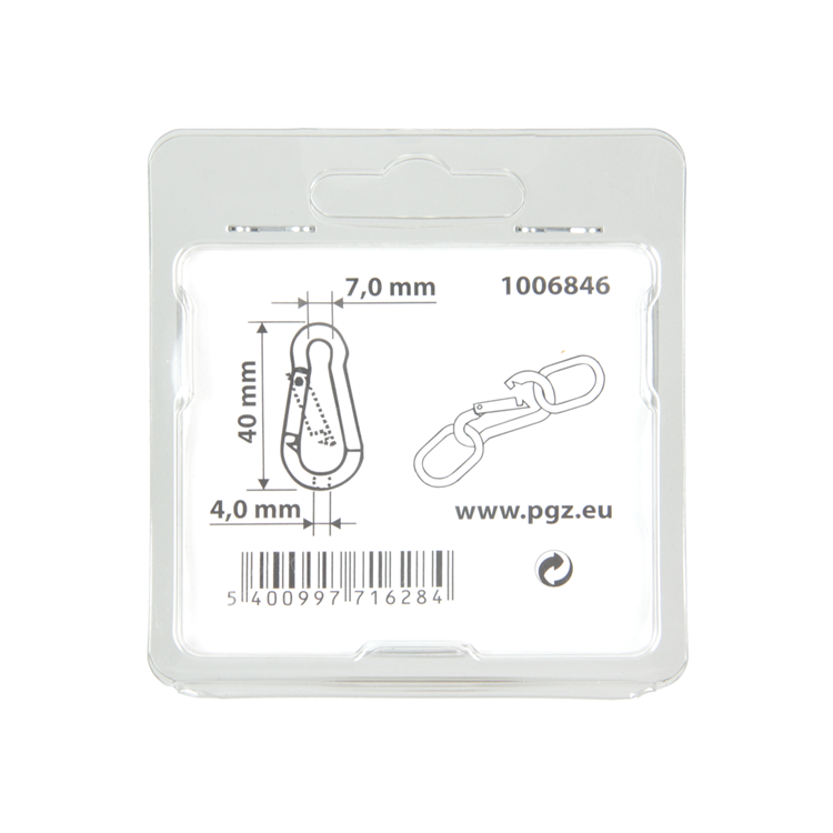 Mack 1006846 - 1 karabijnhaak+veer verzinkt bl 40x4mm | 5 stuks