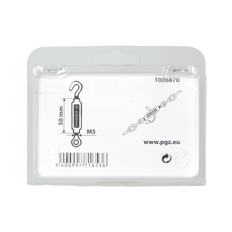 Mack 1006870 - 2 spanners: oog + haak verzinkt m5x50mm bl | 5 stuks