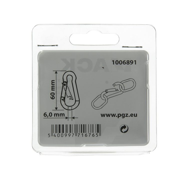 Mack 1006891 - 1 karabijnhaak+veer inox 60x6mm bl | 5 stuks