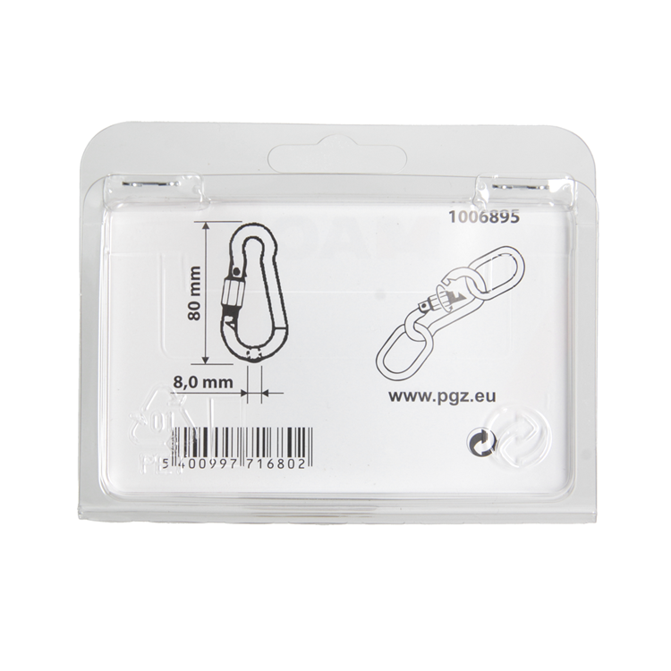 Mack 1006895 - 1 karabijnhaak+borgsl. verzinkt 8mm bl | 5 stuks