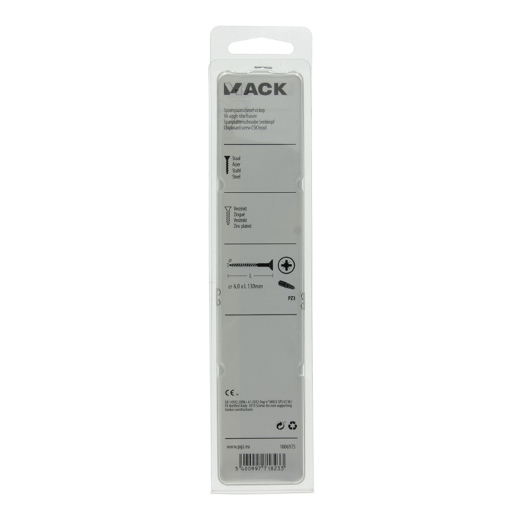 Mack 1006975 - spaanplaatschroef vz kop geelverzinkt 4st 6 x 130mm | 10 stuks