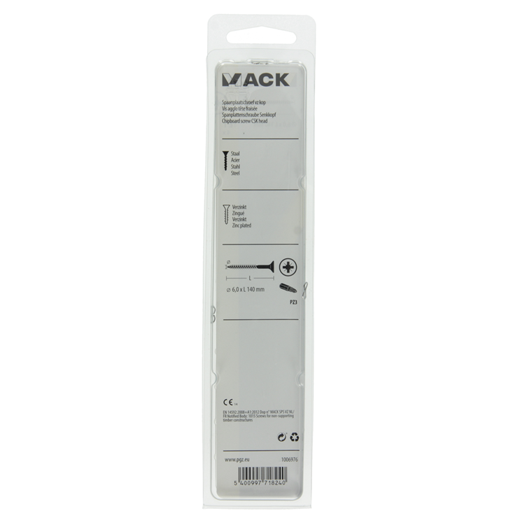 Mack 1006976 - spaanplaatschroef vz kop geelverzinkt 4st 6 x 140mm | 10 stuks