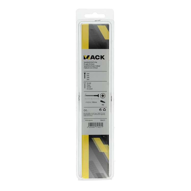 Mack 1006979 - spaanplaatschroef vz kop geelverzinkt 4st 6 x 180mm | 10 stuks