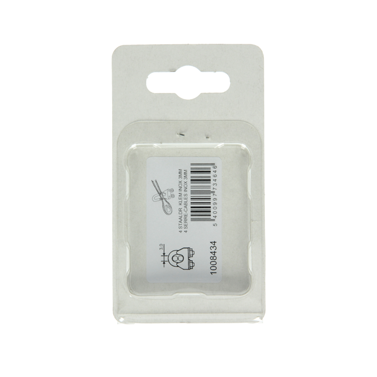 Mack 1008434 - 4 staaldraadklemmen 3mm inox | 10 stuks