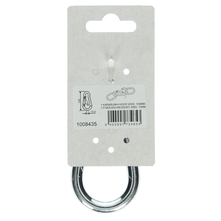 Mack 1008435 - 1 karabijnhaak + veer 10 x 100mm verzinkt | 10 stuks