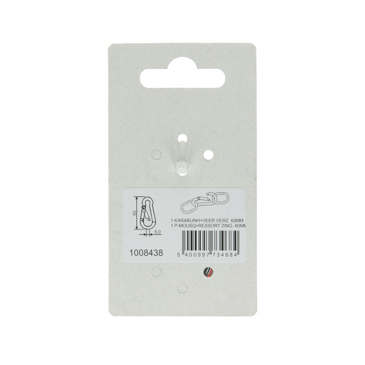 Mack 1008438 - 1 karabijnhaak + veer 6 x 60mm verzinkt | 10 stuks