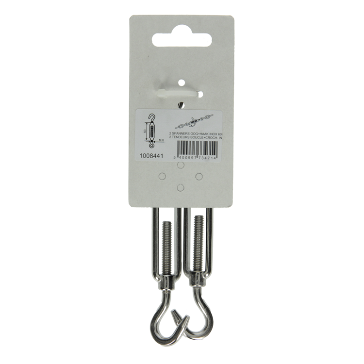 Mack 1008441 - 2 spanners oog + haak m6 x 60mm inox | 10 stuks