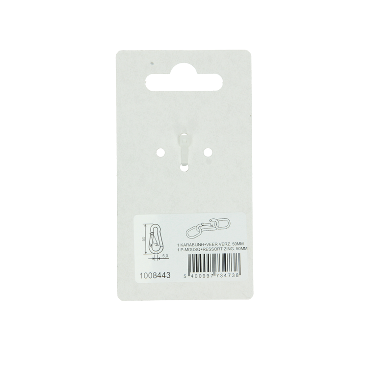 Mack 1008443 - 1 karabijnhaak + veer 5 x 50mm verzinkt | 10 stuks