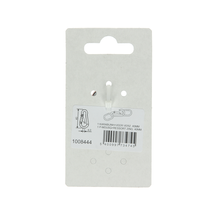 Mack 1008444 - 1 karabijnhaak + veer 4 x 40mm verzinkt | 10 stuks