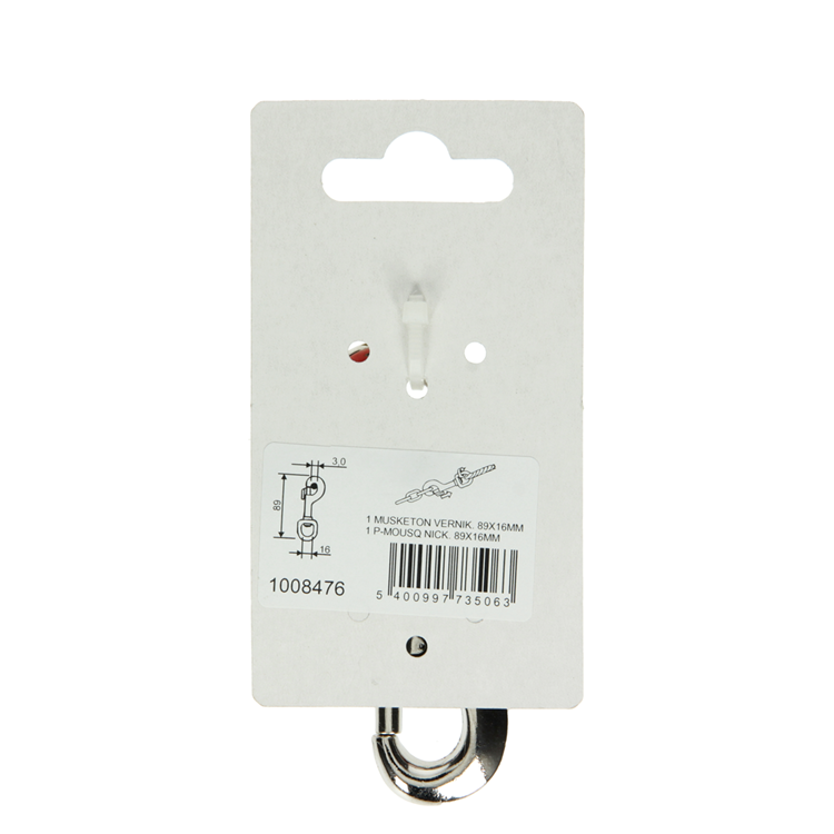 Mack 1008476 - 1 musketonhaak 16 x 89mm vernikkeld | 10 stuks