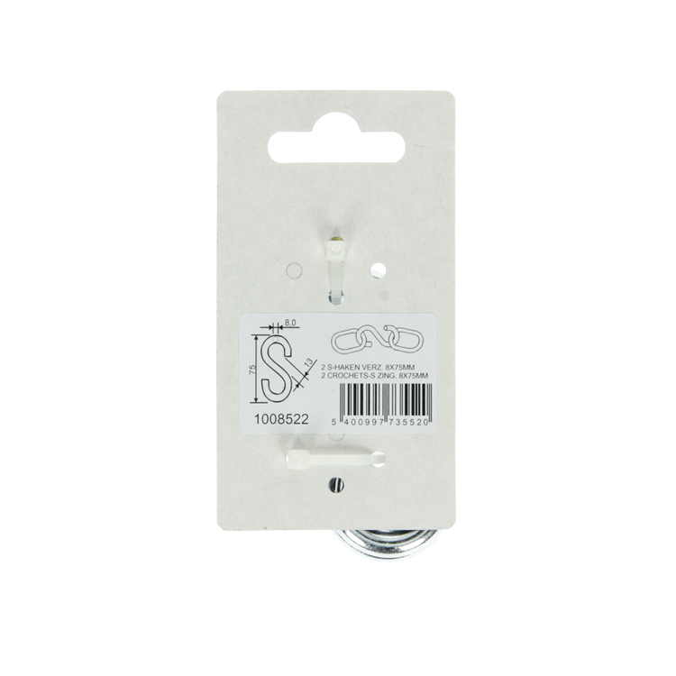 Mack 1008522 - 2 open s-haken 8,0 x 75mm verzinkt | 10 stuks