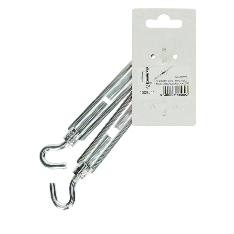 Mack 1008541 - 2 spanners oog + haak m8 x 110mm verzinkt | 10 stuks