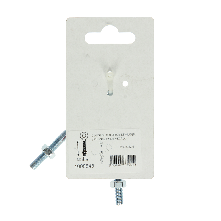 Mack 1008548 - 2 oogbouten + moer m6 x 60mm verzinkt | 10 stuks