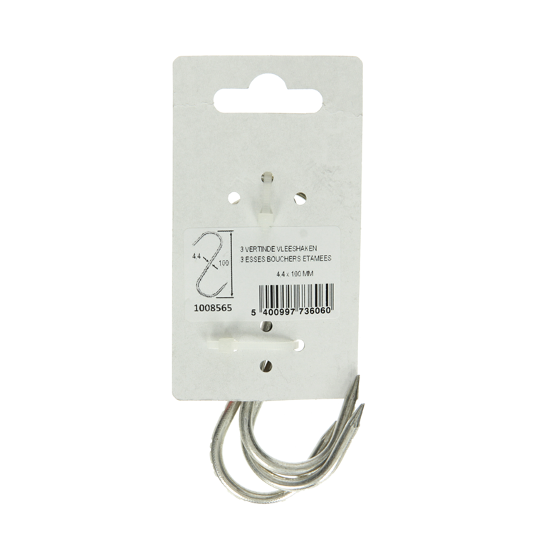 Mack 1008565 - 3 vertinde vleeshaken 4,4 x 100mm | 10 stuks